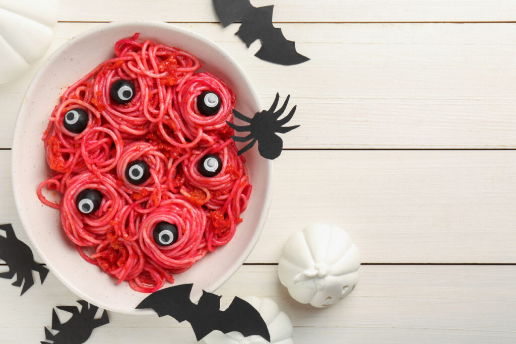 Der perfekte Schocker Blutrote Halloween Pasta