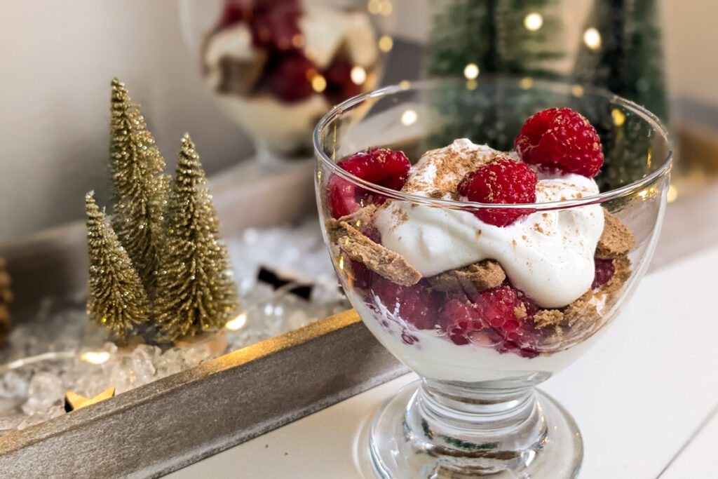 3 Minuten Dessert Himbeeren treffen auf Spekulatius