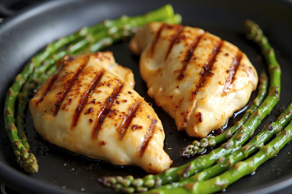 Ein Duo, das begeistert Gegrillte Hähnchenbrust mit Spargel