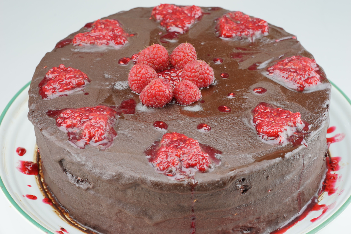 Schokoladenliebe pur Schokotorte mit Himbeeren
