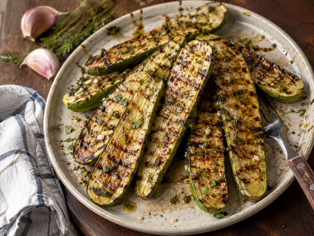 Gegrillte Zucchini in Kräutermarinade
