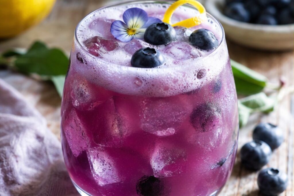 Apfel-Salbei-Gin-Cooler mit Eis und frischen Zutaten