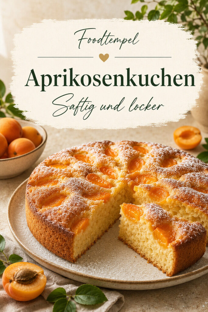Saftiger Aprikosenkuchen mit frischen Aprikosen – Foodtempel Pinterest Pin