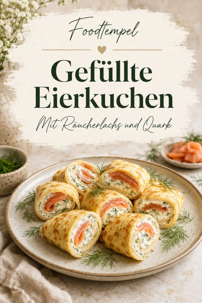 Gefüllte Eierkuchen mit Räucherlachs und Quark – Foodtempel Pinterest Pin