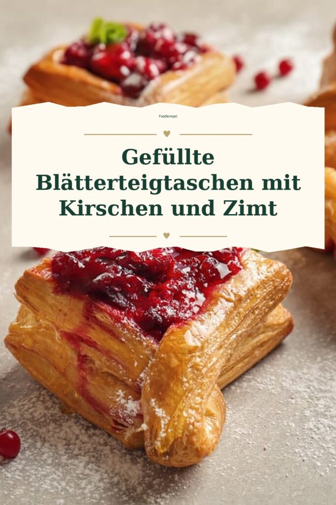 Pinterest-Pin für Gefüllte Blätterteigtaschen mit Kirschen und Zimt