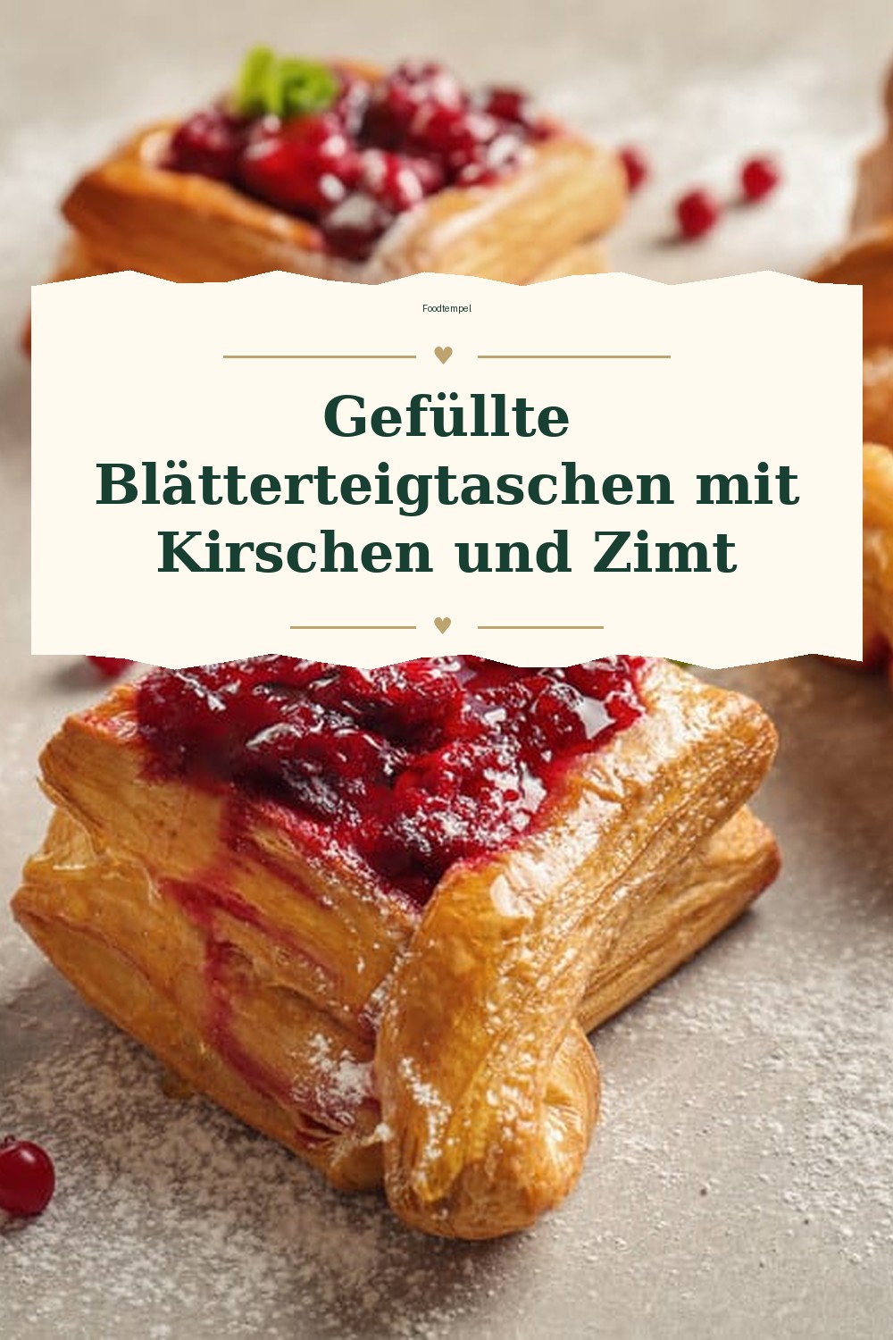 Pinterest-Pin für Gefüllte Blätterteigtaschen mit Kirschen und Zimt