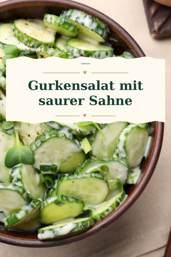 Pinterest-Pin für Gurkensalat mit saurer Sahne